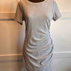 INC International Concepts Ribbed Knit T-Shirt Dress | Gray | Size Small | NWT